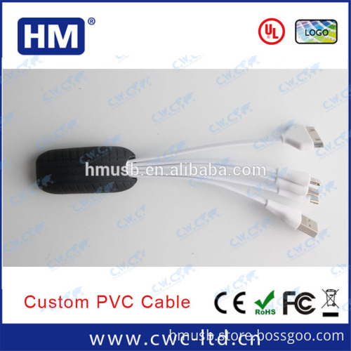 Factory directly Multi connector usb cable PVC 5 in 1 charging cable with any logo